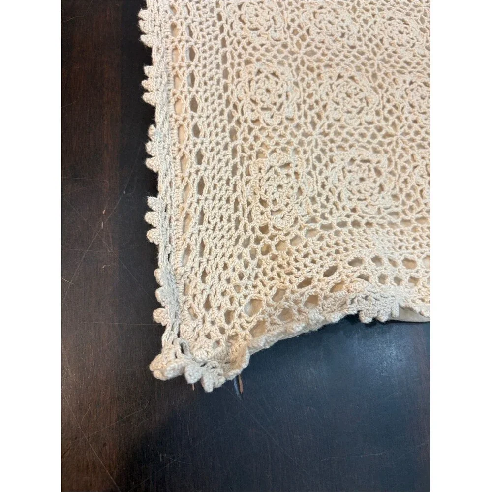 Crocheted Lace Pillow Cover in Cream